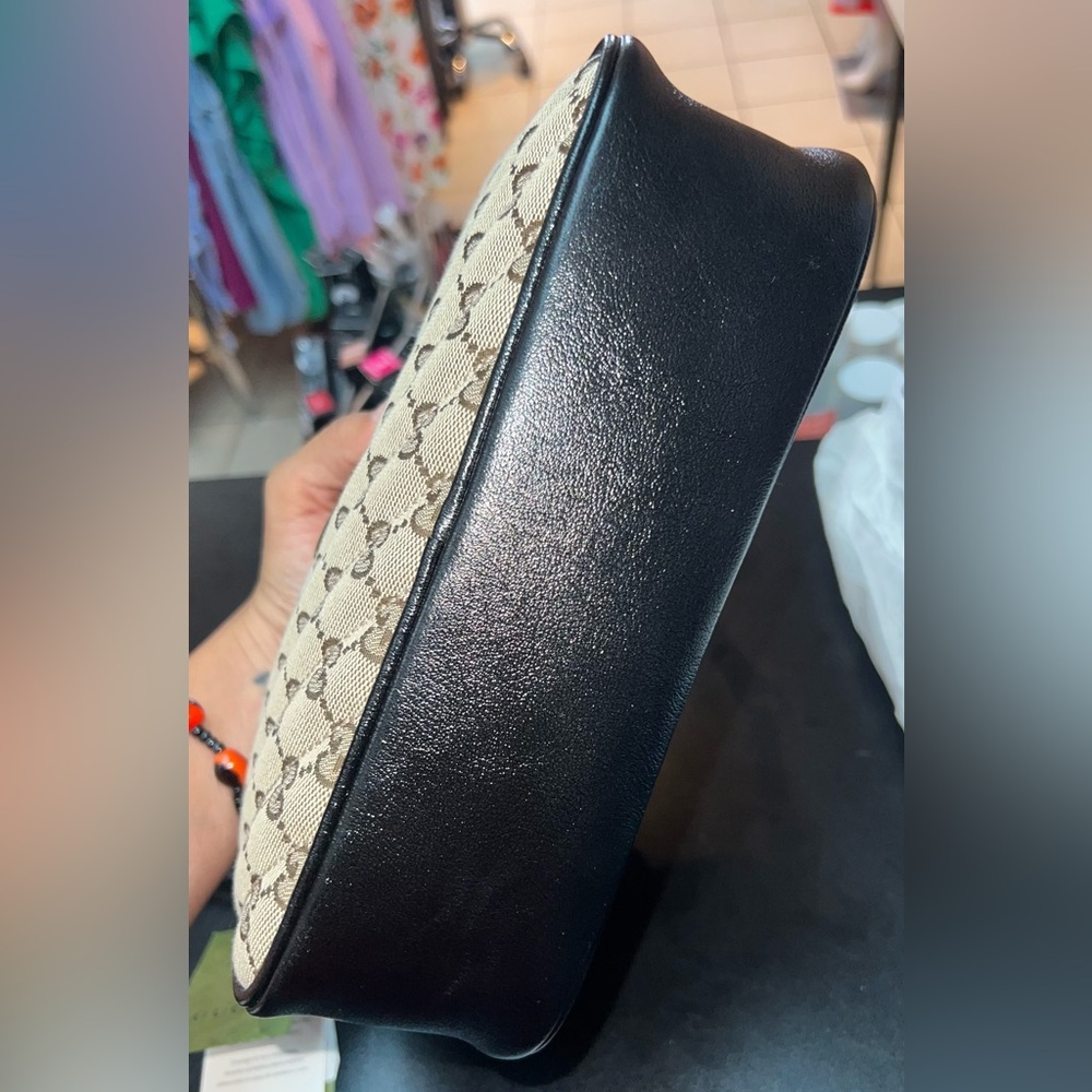 Gucci GG Monogram Canvas Marmont Chain Crossbody Bag Beige Black - Picture 7 of 15